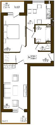 2-кімнатна 57.03 м² в ЖК Desna residence від забудовника, с. Зазим`я