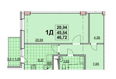 1-кімнатна 46.72 м² в ЖК Дмитрівський від 16 240 грн/м², Одеса