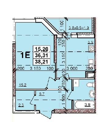 1-кімнатна 38.21 м² в ЖК Балківський від забудовника, Одеса