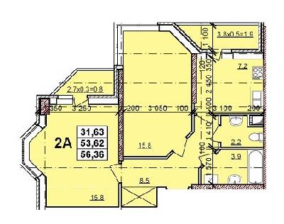 2-кімнатна 56.36 м² в ЖК Балківський від забудовника, Одеса