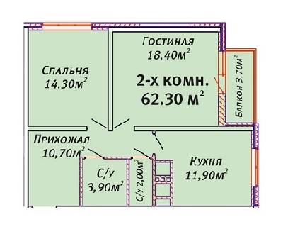 2-кімнатна 62.3 м² в ЖК Альтаїр від забудовника, Одеса