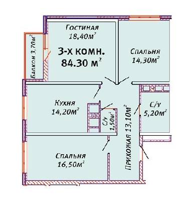 3-кімнатна 84.3 м² в ЖК Альтаїр від забудовника, Одеса