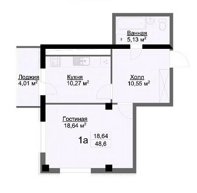 1-кімнатна 48.6 м² в ЖК Журавлі від 26 000 грн/м², Харків