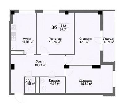 3-кімнатна 93.71 м² в ЖК Журавлі від 24 700 грн/м², Харків