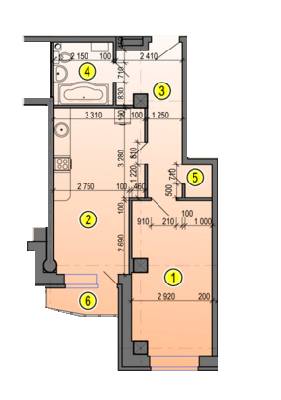 1-комнатная 50.21 м² в ЖК Дуэт от 16 700 грн/м², Харьков