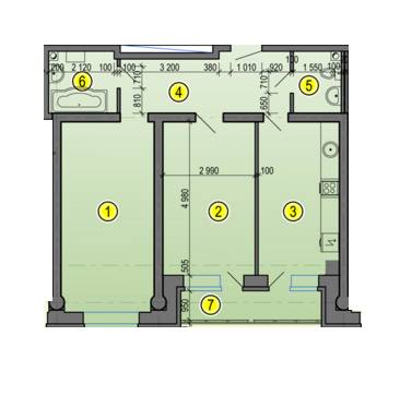 2-комнатная 66.81 м² в ЖК Дуэт от 16 700 грн/м², Харьков