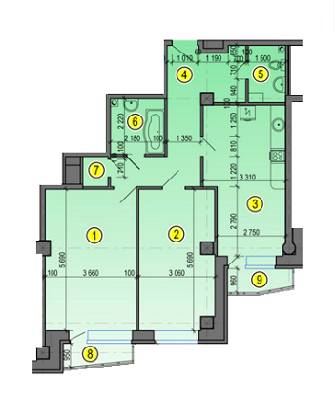 2-комнатная 80.82 м² в ЖК Дуэт от 16 700 грн/м², Харьков