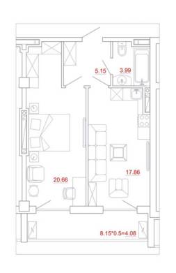 1-кімнатна 51.74 м² в ЖК Міконос від 36 370 грн/м², Одеса