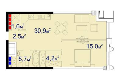 1-кімнатна 62.73 м² в ЖК Вежа CHKALOV від забудовника, Одеса