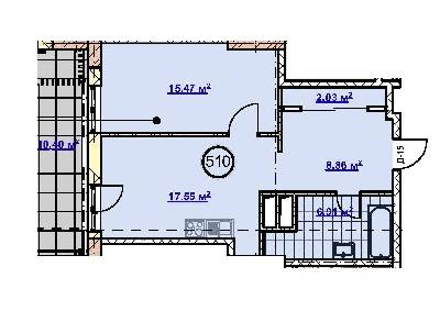 1-комнатная 57.94 м² в ЖК Новодворянский от застройщика, Днепр