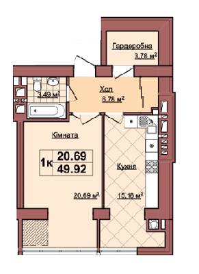 1-комнатная 49.92 м² в ЖК Khmelnytskyi Park от застройщика, Львов