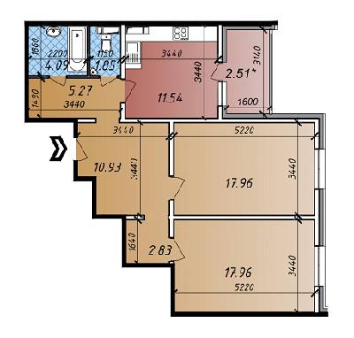 2-кімнатна 74.94 м² в ЖК Акцент від забудовника, Київ
