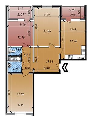 3-кімнатна 95.83 м² в ЖК Акцент від забудовника, Київ