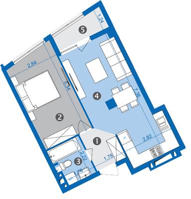 1-комнатная 46.2 м² в ЖК Парус от застройщика, Львов