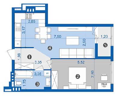 1-комнатная 51.9 м² в ЖК Парус от застройщика, Львов