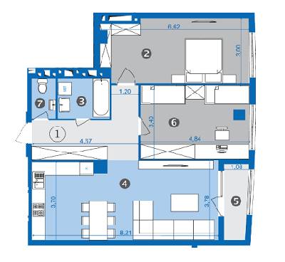 2-комнатная 84.2 м² в ЖК Парус от застройщика, Львов
