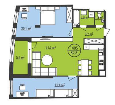 2-комнатная 82.8 м² в ЖК Парус Park от 14 720 грн/м², Львов