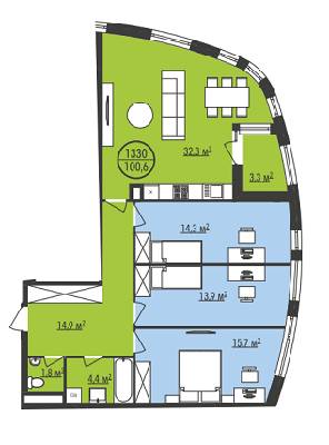 3-комнатная 100.6 м² в ЖК Парус Park от застройщика, Львов