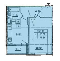 1-комнатная 39.84 м² в ЖД просп. Отрадный, 2 (просп. Комарова, 1) от 18 430 грн/м², Киев