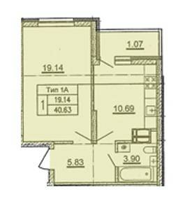 1-комнатная 40.63 м² в ЖД просп. Отрадный, 2 (просп. Комарова, 1) от 18 430 грн/м², Киев
