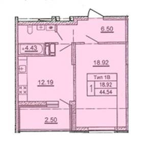 1-комнатная 44.54 м² в ЖД просп. Отрадный, 2 (просп. Комарова, 1) от 30 000 грн/м², Киев