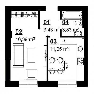 1-кімнатна 34.7 м² в ЖК City Lake від 10 390 грн/м², с. Шевченкове