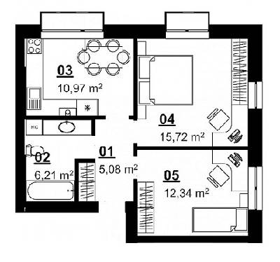 2-кімнатна 51.03 м² в ЖК City Lake від 11 090 грн/м², с. Шевченкове