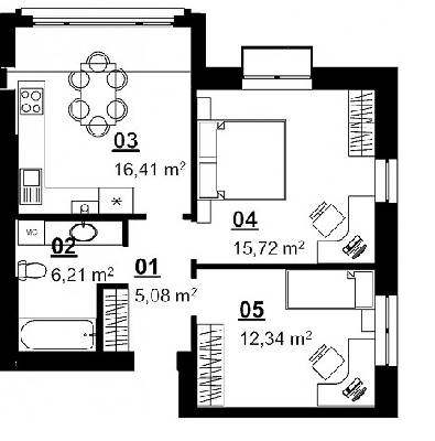 2-кімнатна 56.05 м² в ЖК City Lake від 11 090 грн/м², с. Шевченкове