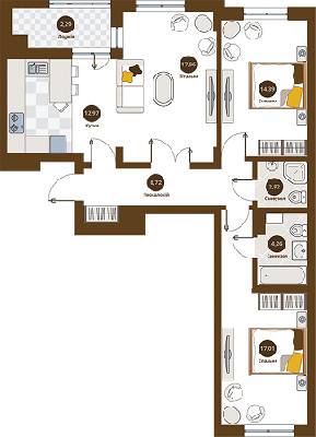 3-кімнатна 80.52 м² в ЖК Пасічний від 21 200 грн/м², Львів