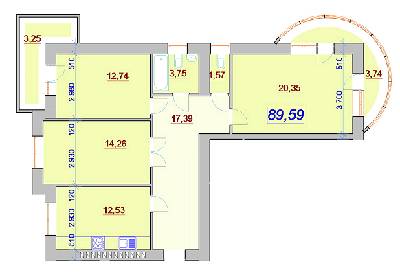 3-комнатная 89.59 м² в ЖК Red House II от застройщика, Ивано-Франковск