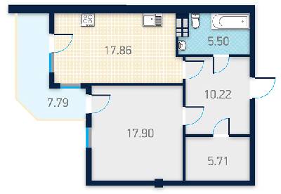1-комнатная 59.52 м² в КД Spas Sky от 49 500 грн/м², Киев