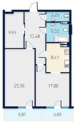 2-комнатная 88.79 м² в КД Spas Sky от 46 500 грн/м², Киев