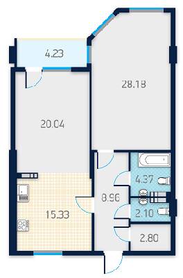 2-комнатная 83.89 м² в КД Spas Sky от 46 500 грн/м², Киев