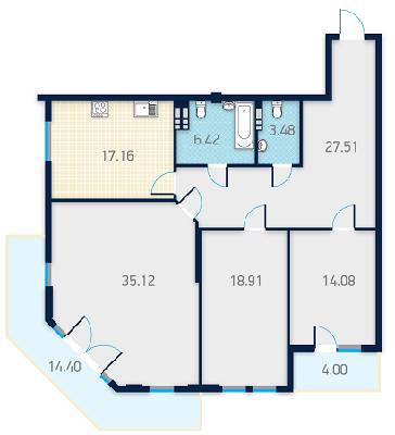 3-комнатная 128.02 м² в КД Spas Sky от застройщика, Киев