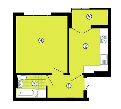 1-кімнатна 40.12 м² в ЖК Crystal River від 13 300 грн/м², Івано-Франківськ