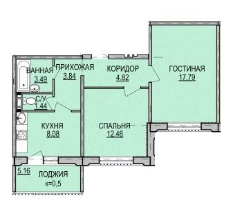 Двухкомнатные в ЖК на ул. Дагаева, 5