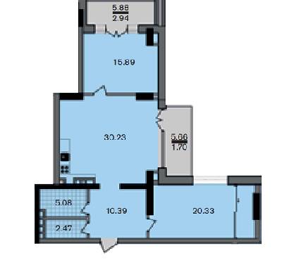 2-кімнатна 89.03 м² в ЖК A52 від забудовника, Київ