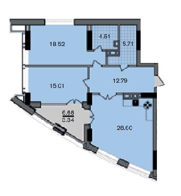 2-кімнатна 88.58 м² в ЖК A52 від 45 350 грн/м², Київ