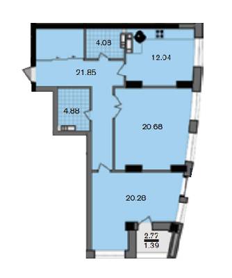 2-кімнатна 85.2 м² в ЖК A52 від забудовника, Київ