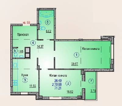 2-кімнатна 71.21 м² в ЖК Одеський від 15 000 грн/м², Харків
