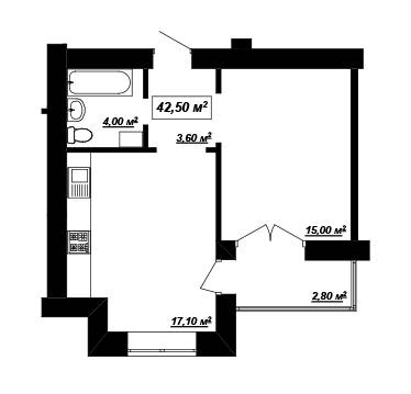1-комнатная 42.5 м² в ЖК Калинова Слобода от застройщика, Ивано-Франковск