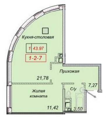 1-кімнатна 43.97 м² в ЖК Тридцять п`ята перлина від забудовника, Одеса