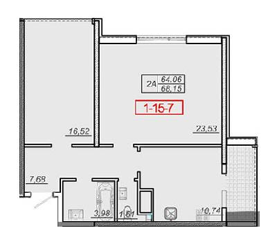 2-кімнатна 68.15 м² в ЖК Двадцята перлина від забудовника, с. Крижанівка
