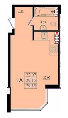 1-кімнатна 29.15 м² в ЖК Золота Ера від 17 540 грн/м², с. Крижанівка