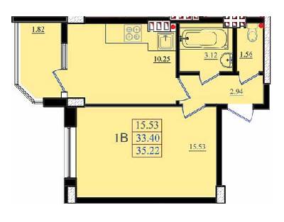 1-кімнатна 35.22 м² в ЖК Золота Ера від 17 540 грн/м², с. Крижанівка