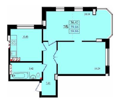 2-кімнатна 59.86 м² в ЖК Золота Ера від 15 650 грн/м², с. Крижанівка