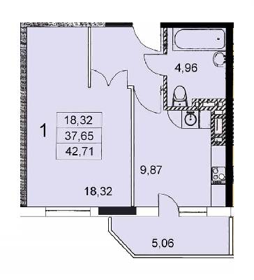 1-кімнатна 42.71 м² в ЖК Вільямса від 15 500 грн/м², Одеса