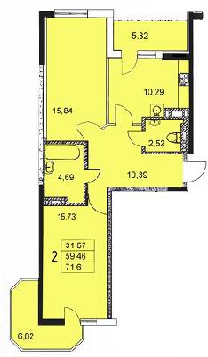 2-кімнатна 71.6 м² в ЖК Вільямса від 14 500 грн/м², Одеса