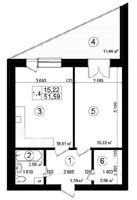 1-кімнатна 51.59 м² в ЖК Козацький Гай від 21 150 грн/м², Київ