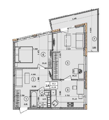 2-комнатная 65.09 м² в ЖК Praga от 17 500 грн/м², Киев